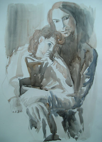 maternal Watercolour Paper Portrait