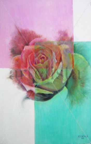 ROSA-VERDE Oil Panel Floral Painting