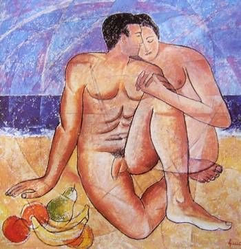 Oceánide seducida por dios del mar Oil Panel Nude Paintings