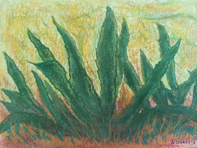 Pitas al sol Pastel Paper Floral Painting