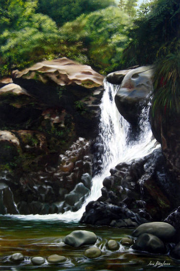 "Cascada Arroyo Casabito" Óleo Lienzo Paisaje