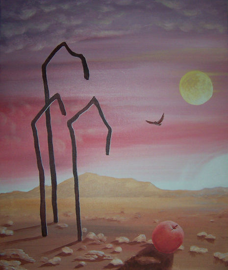 Manzana bajo el sol y luna Acrylic Canvas Landscaping