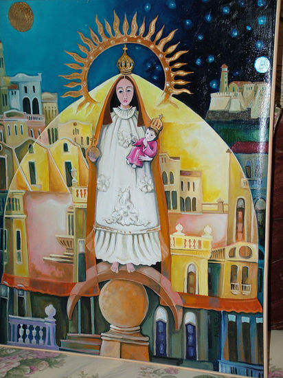 Caridad del Cobre Acrylic Canvas Figure Painting