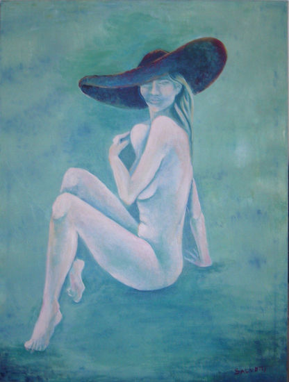 Sombrero de playa Acrylic Textile Nude Paintings