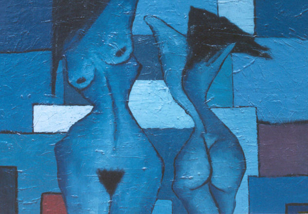 en azules Oil Canvas Figure Painting