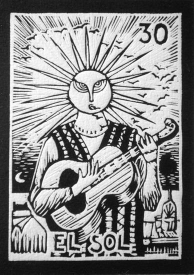 El sol Linocut