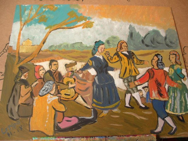 Baile en Manzanares ,versión , Oil Panel Landscaping