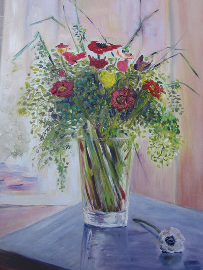 VASO CON FLORES Oil Canvas Floral Painting