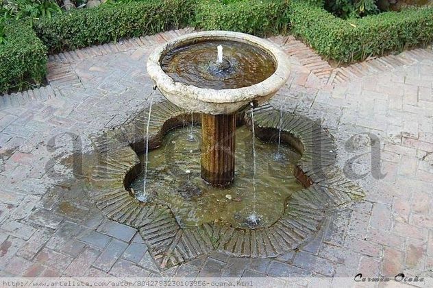 El agua en los Jardines de La  Alcazaba, es la fuente de la  Vida
