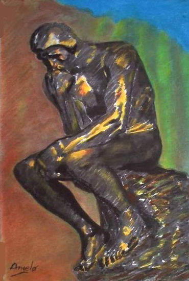 El Pensador Pastel Card Figure Painting