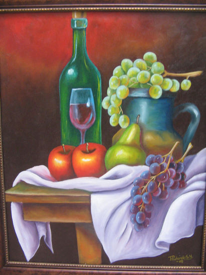 uvas y manzanas Oil Canvas Still Life Paintings