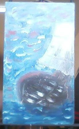 A LA MAR Oil Panel Marine Painting