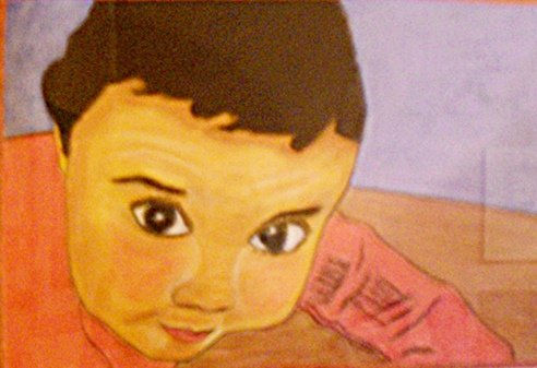 Su primer año Pastel Paper Portrait