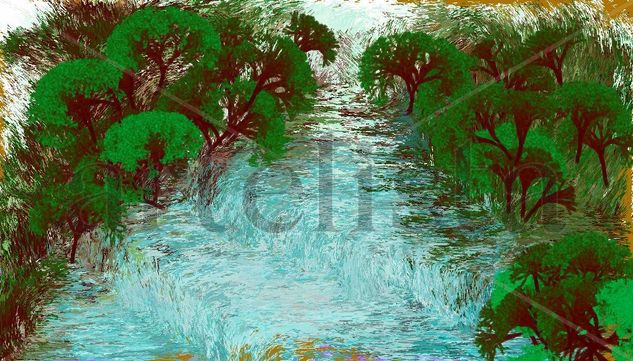 Recorrido del rio Oil Canvas Landscaping