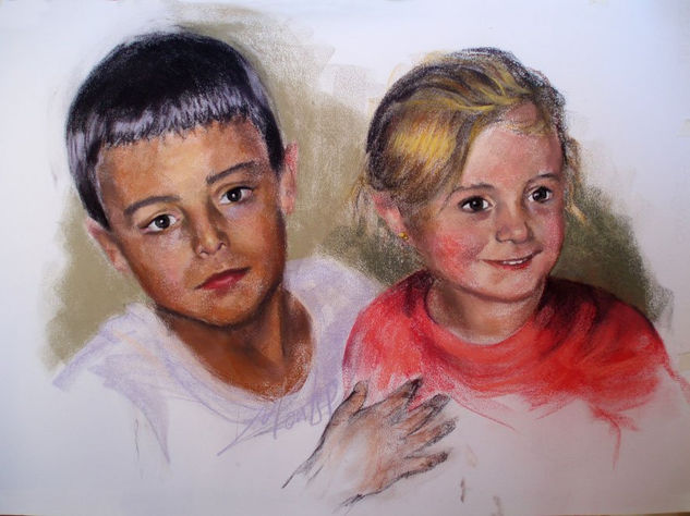 pareja de niños Carboncillo