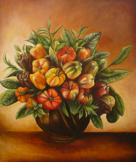 bodegon de pimentones Oil Canvas Still Life Paintings