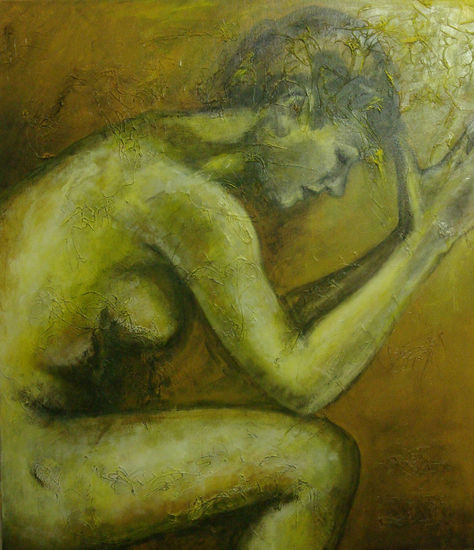 Praying Media Mixta Lienzo Figura