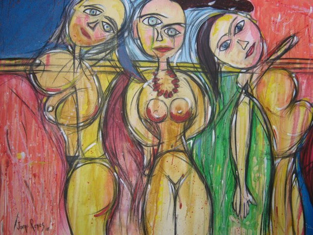 Las Tres Gracias Acrylic Canvas Figure Painting