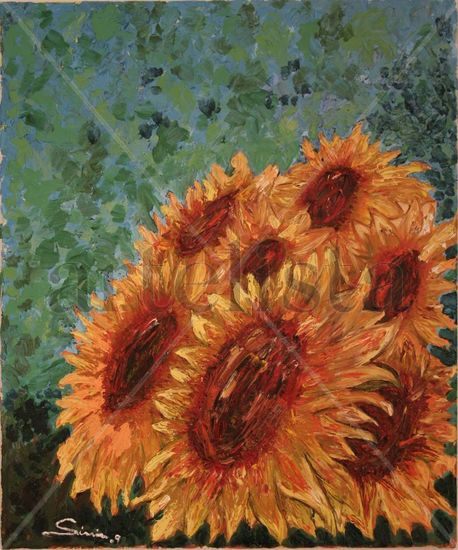 7 GIRASOLES Oil Canvas Floral Painting