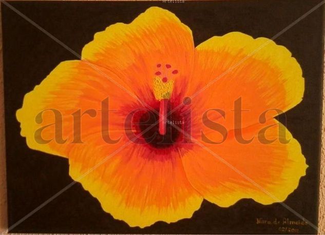 Hibiscus tropical Oil Canvas Floral Painting