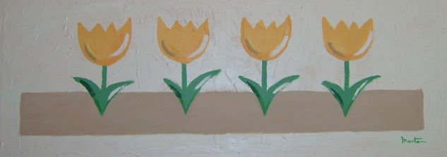 Cuatro Tulipanes Acrylic Canvas Floral Painting