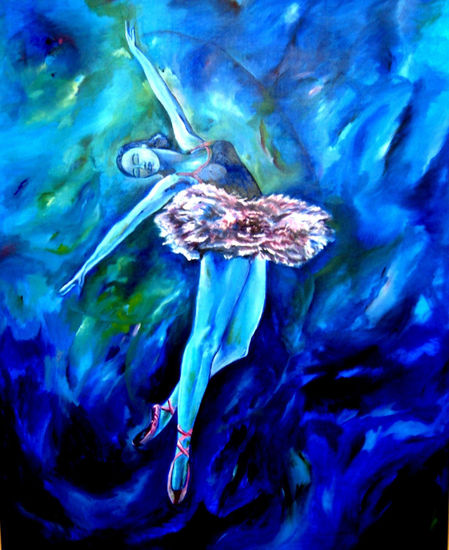 Bailarina en azul. Oil Canvas Figure Painting