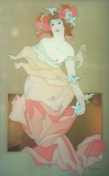 Mujer y pájaros