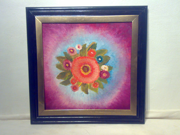 RAMO DE FLORES PSYCHO Oil Panel Floral Painting