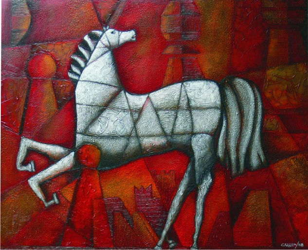 "De alfil a caballo" Acrylic Canvas Animals