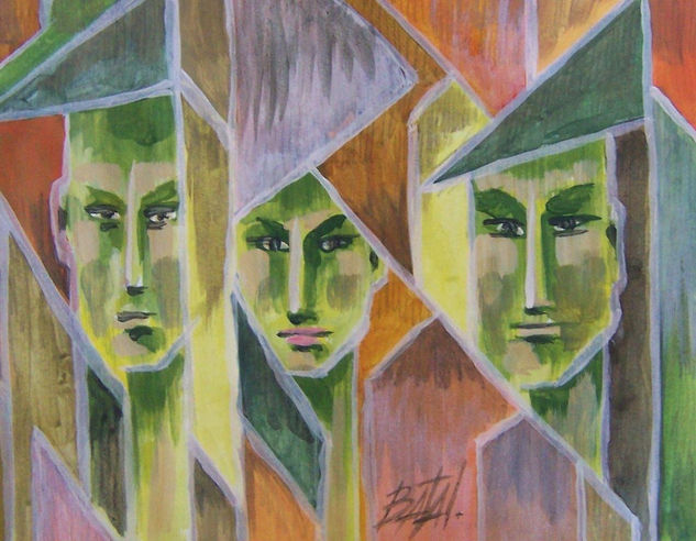 Triangulos Acrylic Canvas Figure Painting