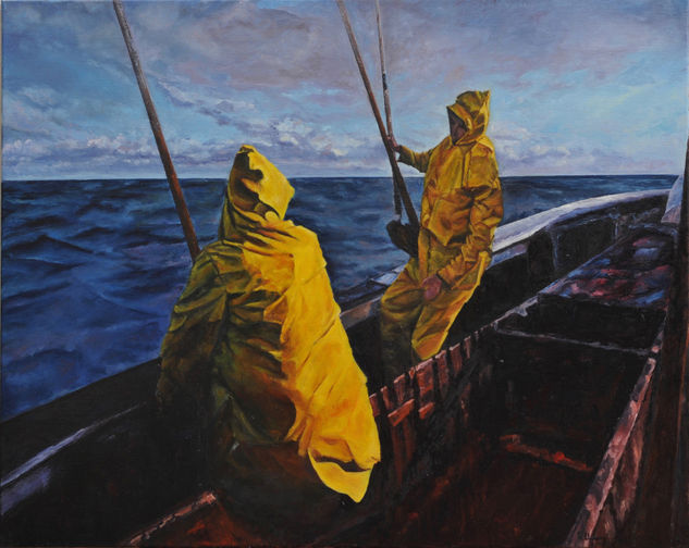 Dialogo de pesca Oil Canvas Marine Painting