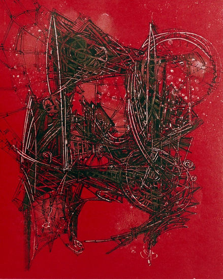 Estructuras sobre rojo II Ink Paper Others