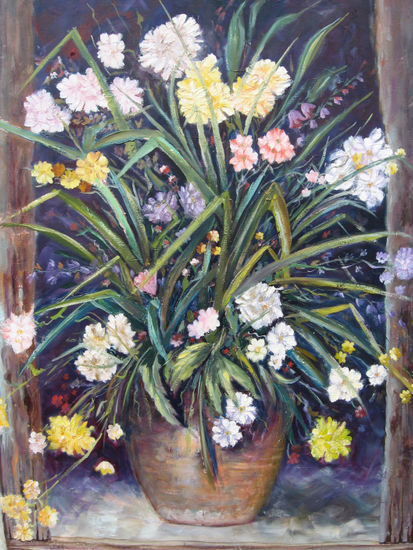 Macetón de flores 1 Oil Canvas Floral Painting