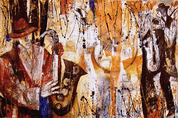 Sax-Jazz1 Media Mixta Papel Paisaje