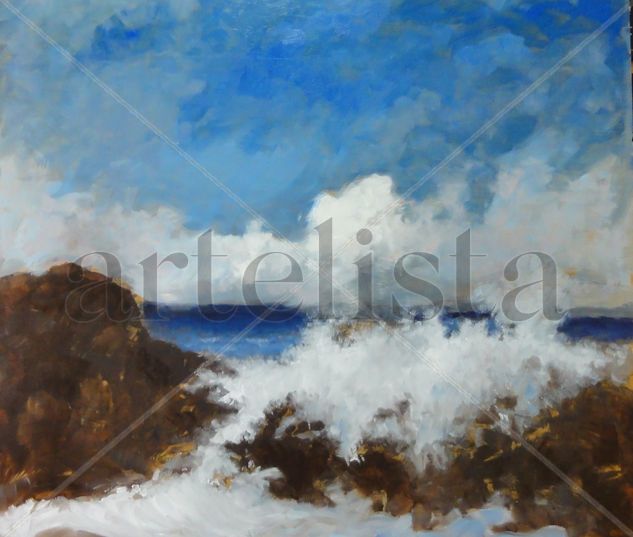 OLAS ROMPIENDO- Waves Oil Panel Marine Painting