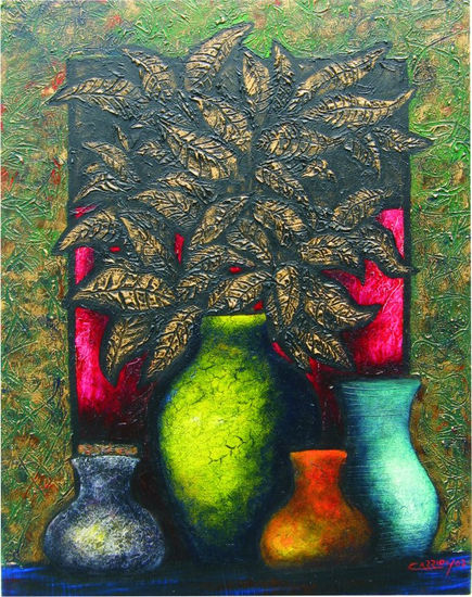 "Flores secas" Acrylic Canvas Still Life Paintings