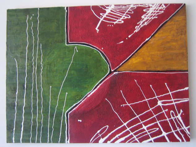 Geometría en rojo Acrílico Lienzo Otros