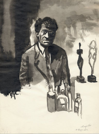 Giacometti en su estudio Tinta Papel Figura