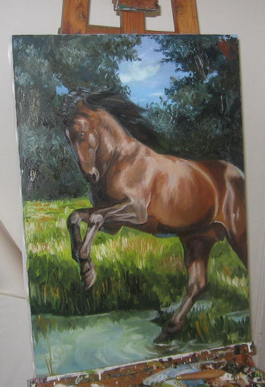 caballo en el campo Oil Canvas Landscaping