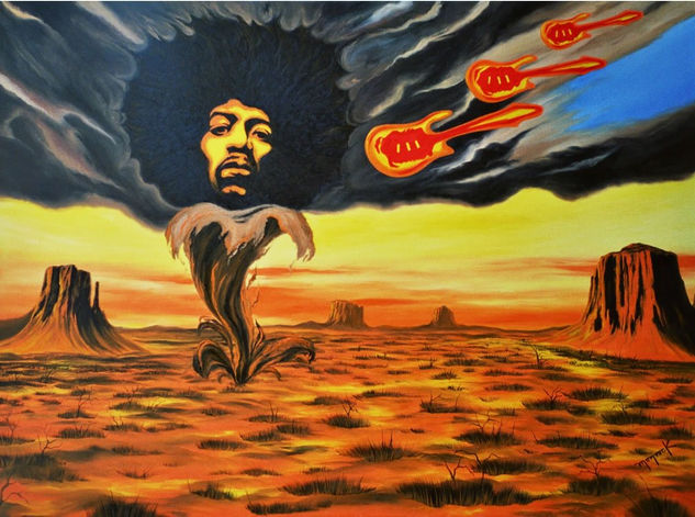 Jimi Hendrix ''Kiss The Sky III'' Oil Canvas Portrait