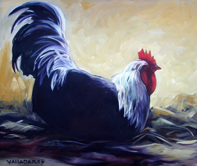 "Gallo echao" Oil Canvas Animals