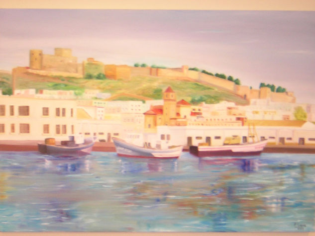 Puerto Pesquero y Alcazaba Oil Canvas Landscaping