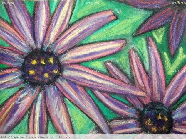 Purple Flowers # 2 Pastel Paper Floral Painting