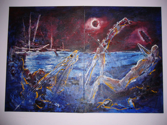 Luna roja en ibiza Oil Canvas Others