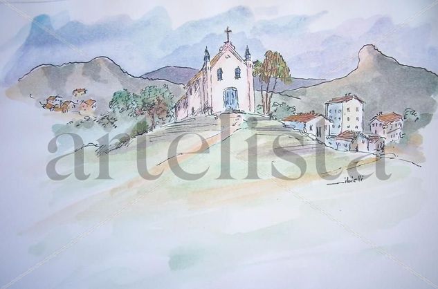 Igreja de São João no Morro da Queimada - Ouro Preto - MG Watercolour Paper Landscaping