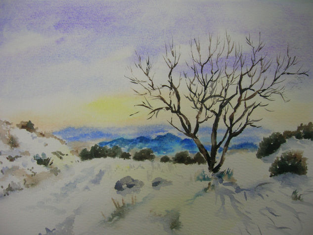 Arbol solitario Watercolour Paper Landscaping