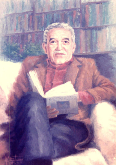 Retrato de García Márquez. Óleo Lienzo Paisaje