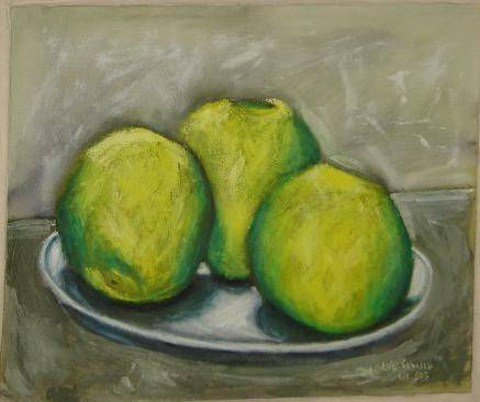 tres pomelos Oil Canvas Still Life Paintings