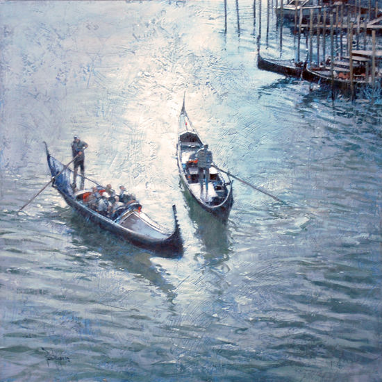 Gondolas Óleo Tabla Paisaje