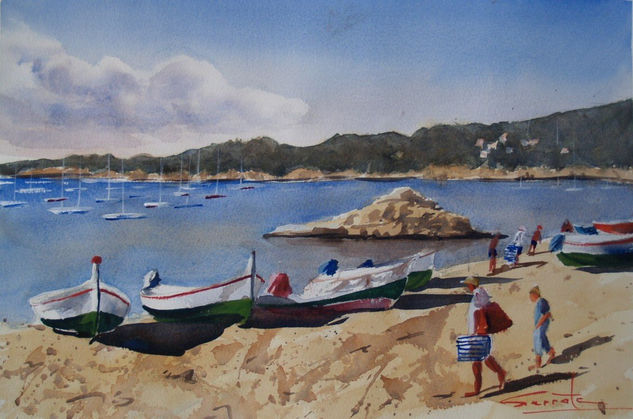 Playa de Calella de Palafugrell Watercolour Paper Marine Painting